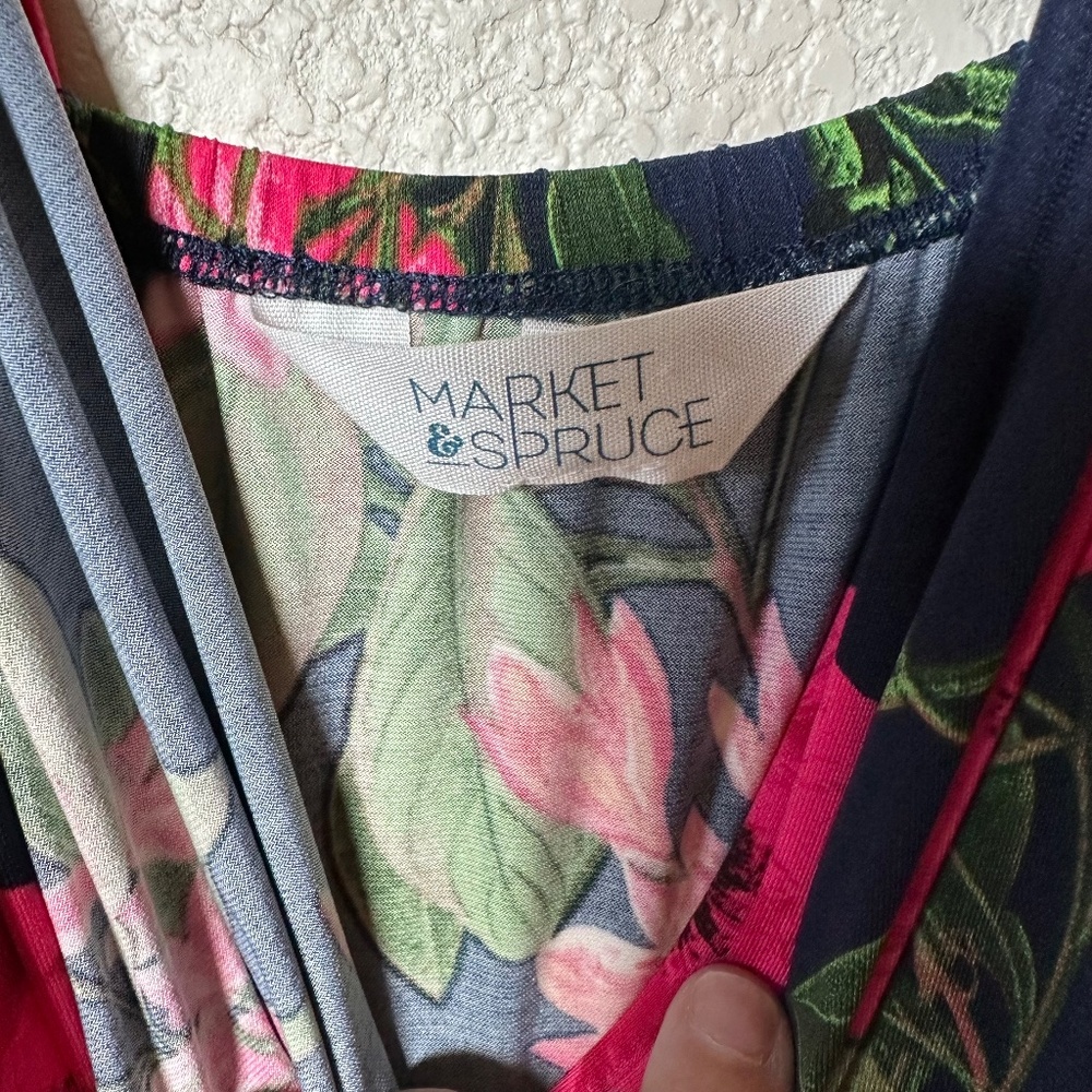 Market & Spruce Navy Floral Maxi Wrap Dress – Size Small - Picture 4 of 8